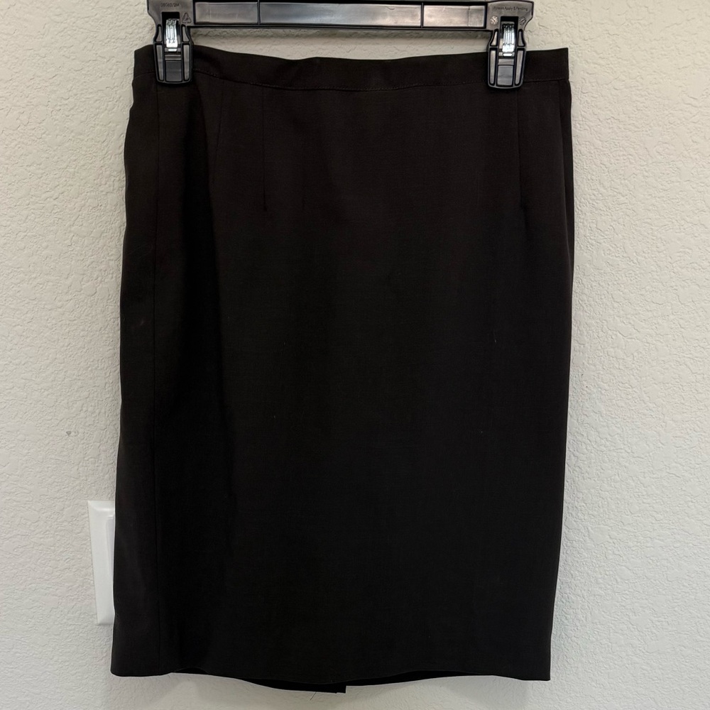 Giorgio Armani Collezioni Vintage Pencil Skirt Charcoal Gray Light Wool 10